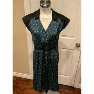 Cotelac Blue Lizard Print Short Sleeve Collared Dress Size 0
